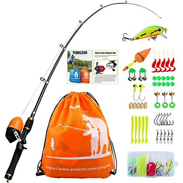 YONGZHI Kids Fishing Pole with Spincast Reel Telescopic Fishing Rod Combo Full Kits for Boys and Adults Girls
